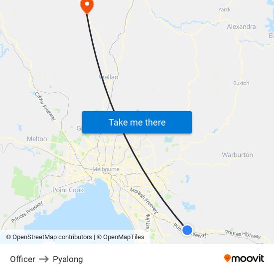 Officer to Pyalong map