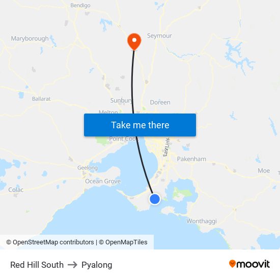 Red Hill South to Pyalong map