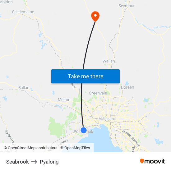 Seabrook to Pyalong map