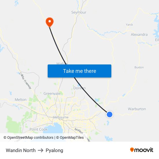 Wandin North to Pyalong map