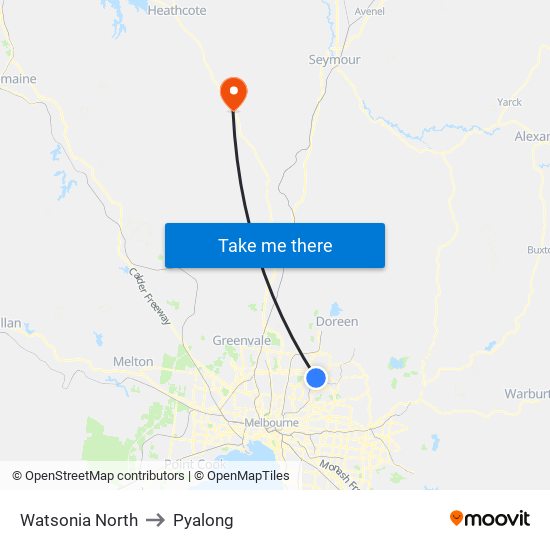 Watsonia North to Pyalong map