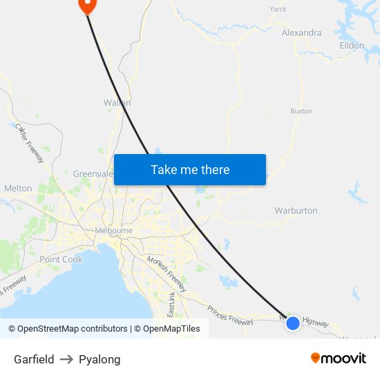 Garfield to Pyalong map