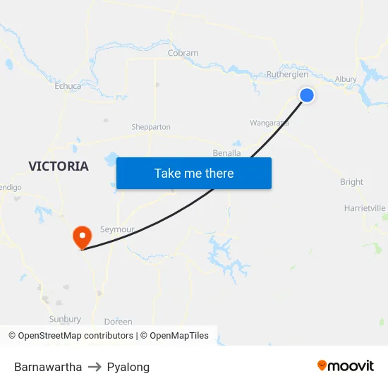 Barnawartha to Pyalong map