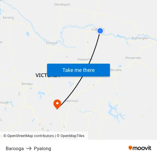 Barooga to Pyalong map