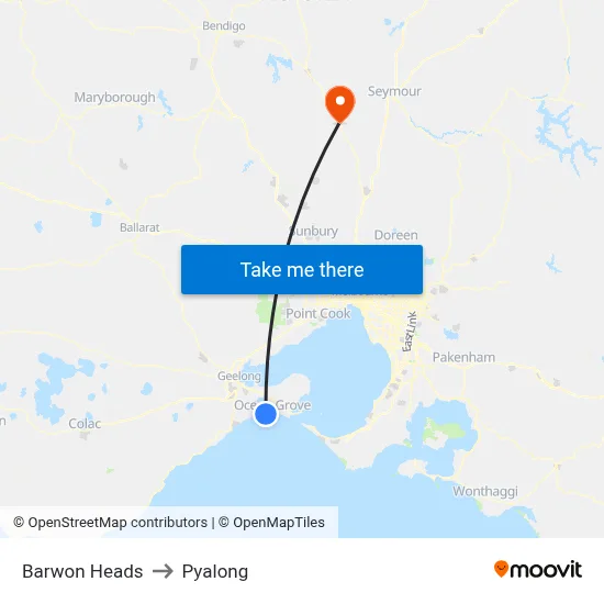 Barwon Heads to Pyalong map