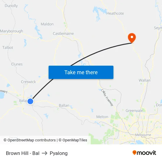 Brown Hill - Bal to Pyalong map
