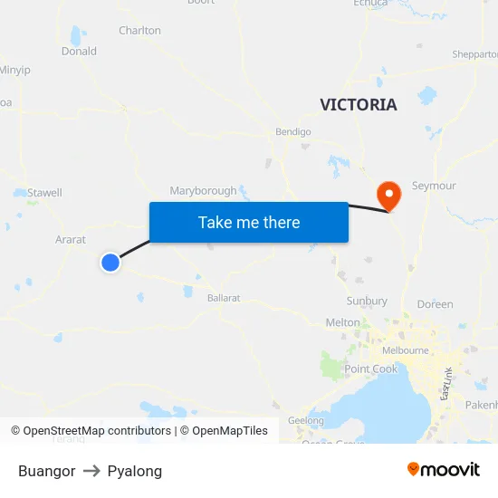 Buangor to Pyalong map