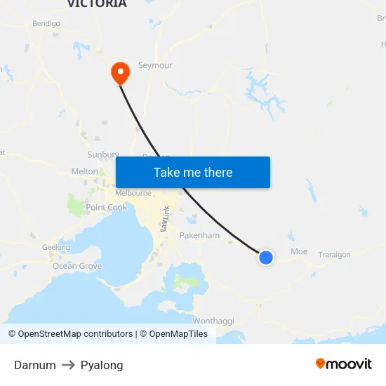 Darnum to Pyalong map