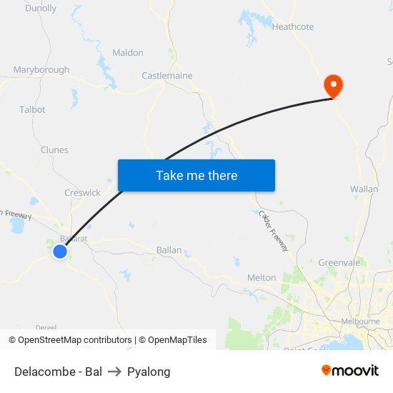 Delacombe - Bal to Pyalong map