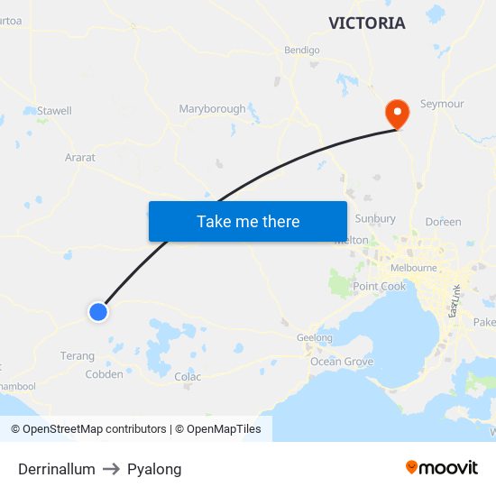 Derrinallum to Pyalong map