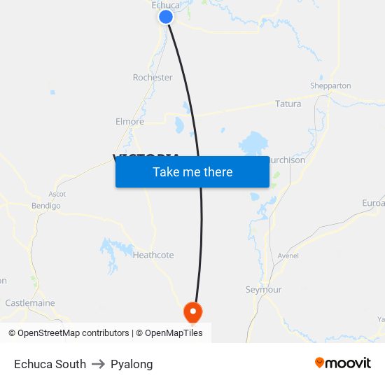 Echuca South to Pyalong map