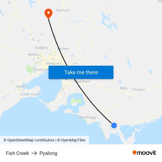 Fish Creek to Pyalong map