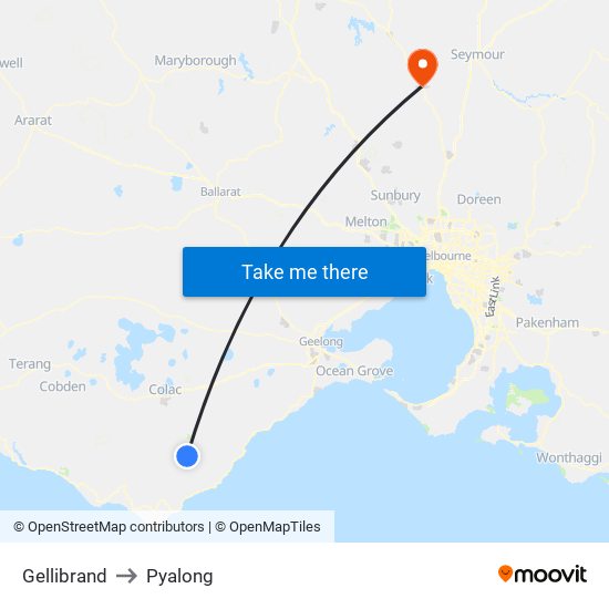 Gellibrand to Pyalong map