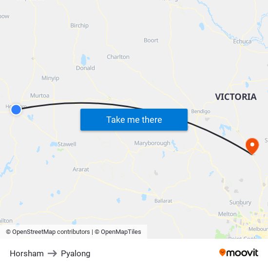 Horsham to Pyalong map