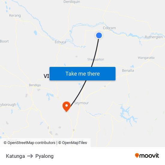 Katunga to Pyalong map