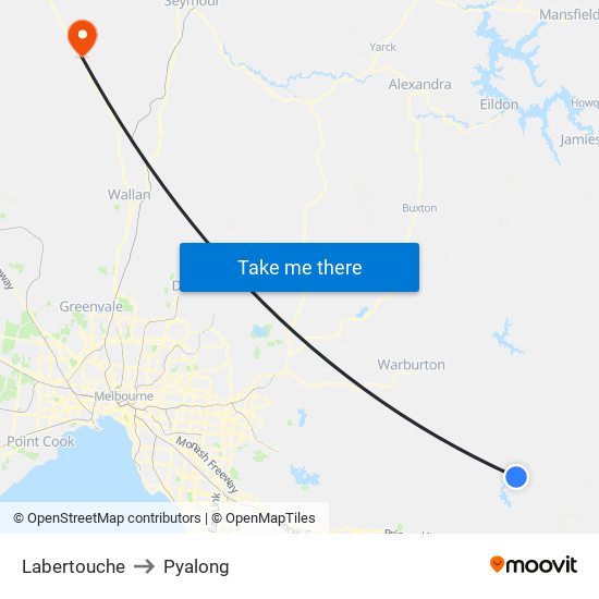 Labertouche to Pyalong map