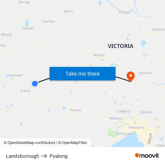 Landsborough to Pyalong map