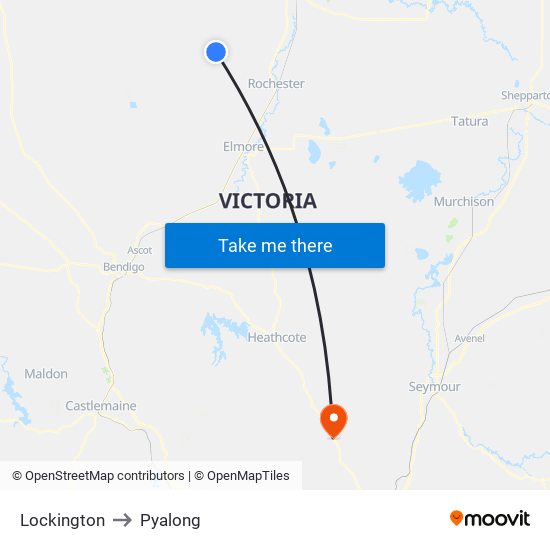 Lockington to Pyalong map