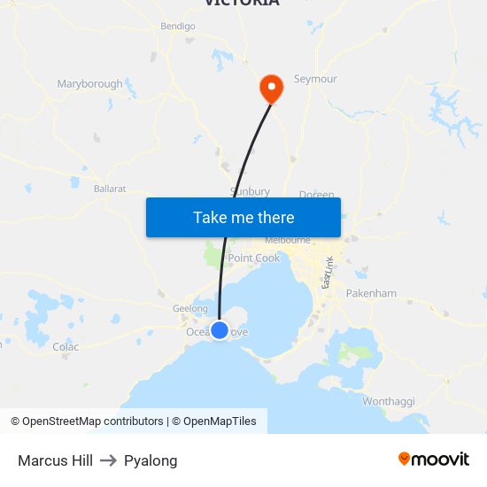 Marcus Hill to Pyalong map