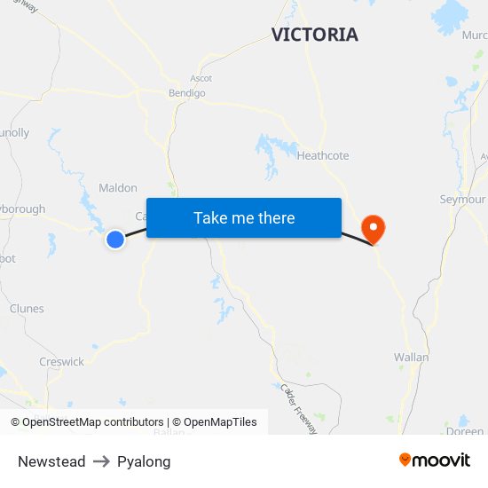 Newstead to Pyalong map