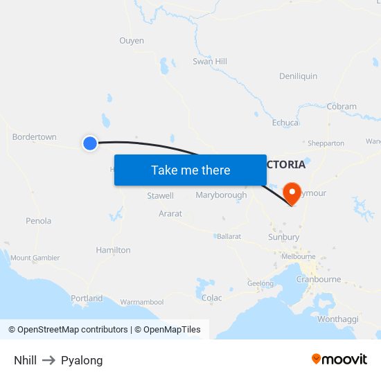 Nhill to Pyalong map