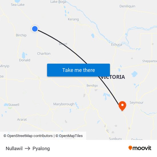 Nullawil to Pyalong map