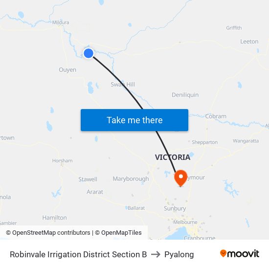Robinvale Irrigation District Section B to Pyalong map