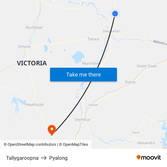 Tallygaroopna to Pyalong map