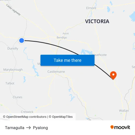 Tarnagulla to Pyalong map