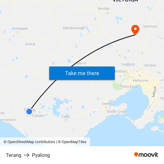 Terang to Pyalong map