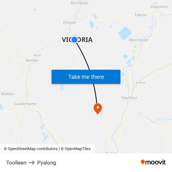 Toolleen to Pyalong map