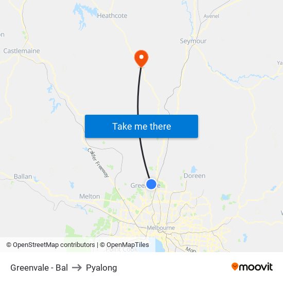 Greenvale - Bal to Pyalong map