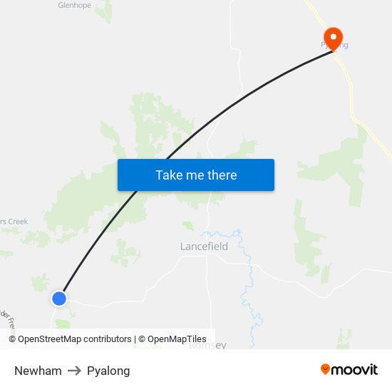 Newham to Pyalong map