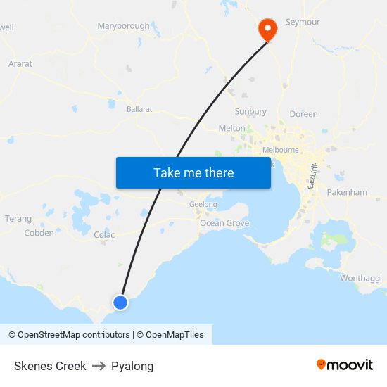 Skenes Creek to Pyalong map