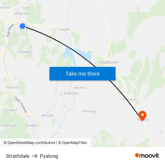 Strathdale to Pyalong map