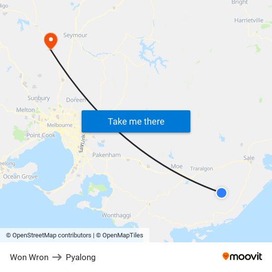 Won Wron to Pyalong map
