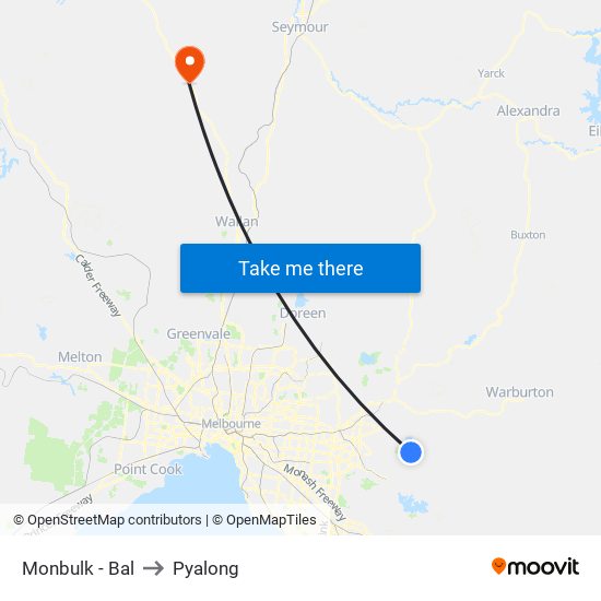 Monbulk - Bal to Pyalong map