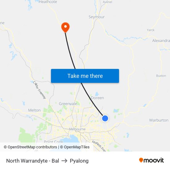 North Warrandyte - Bal to Pyalong map