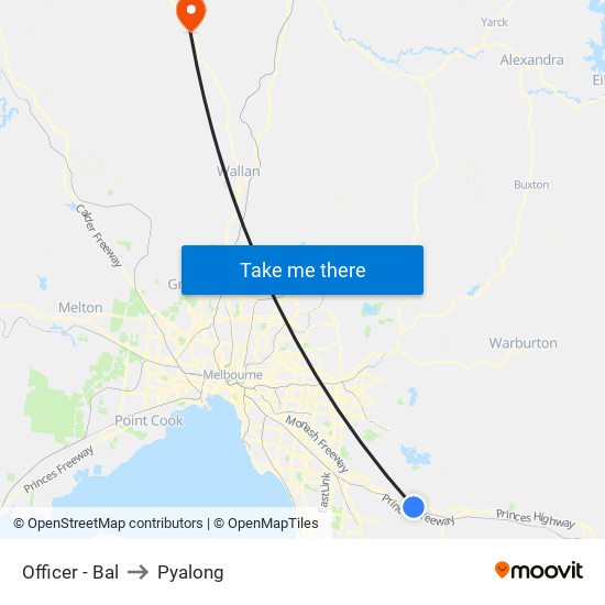 Officer - Bal to Pyalong map