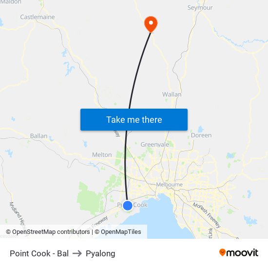 Point Cook - Bal to Pyalong map