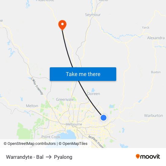 Warrandyte - Bal to Pyalong map