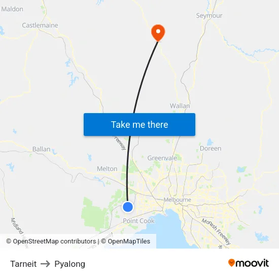 Tarneit to Pyalong map