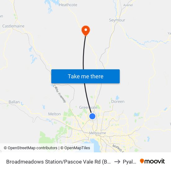 Broadmeadows Station/Pascoe Vale Rd (Broadmeadows) to Pyalong map