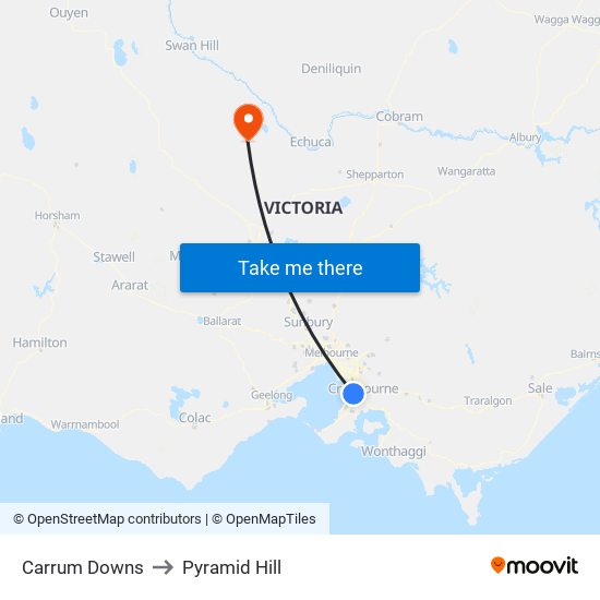 Carrum Downs to Pyramid Hill map