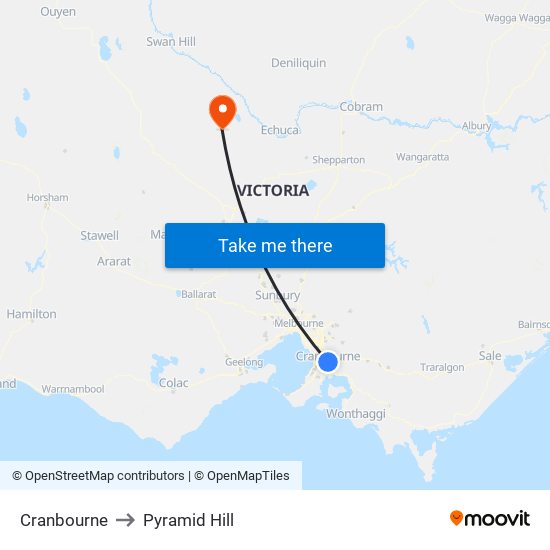 Cranbourne to Pyramid Hill map