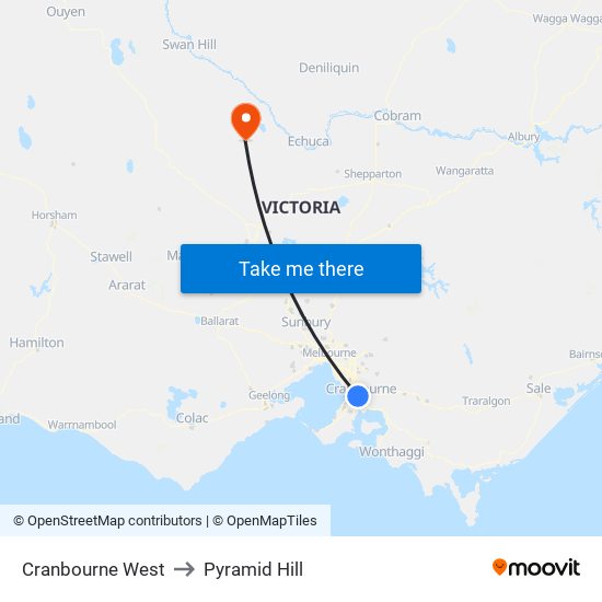 Cranbourne West to Pyramid Hill map