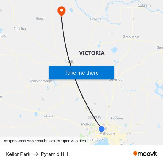 Keilor Park to Pyramid Hill map