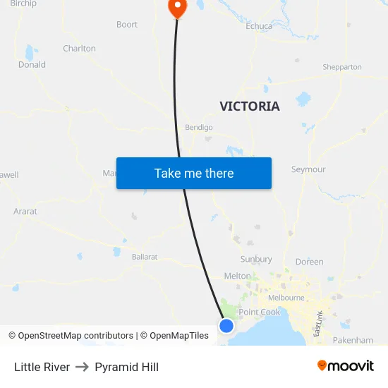 Little River to Pyramid Hill map