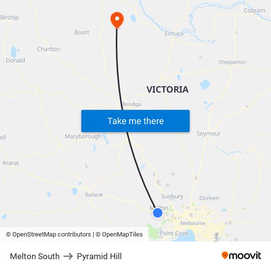 Melton South to Pyramid Hill map