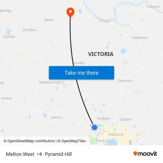 Melton West to Pyramid Hill map